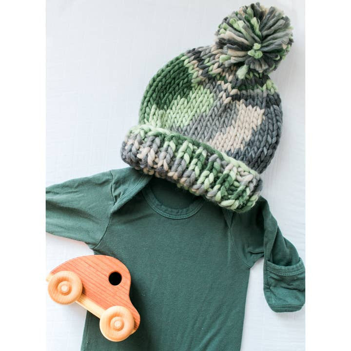 Camo Army Green Knit Beanie Hat - J. Harrison's Kid's Boutique